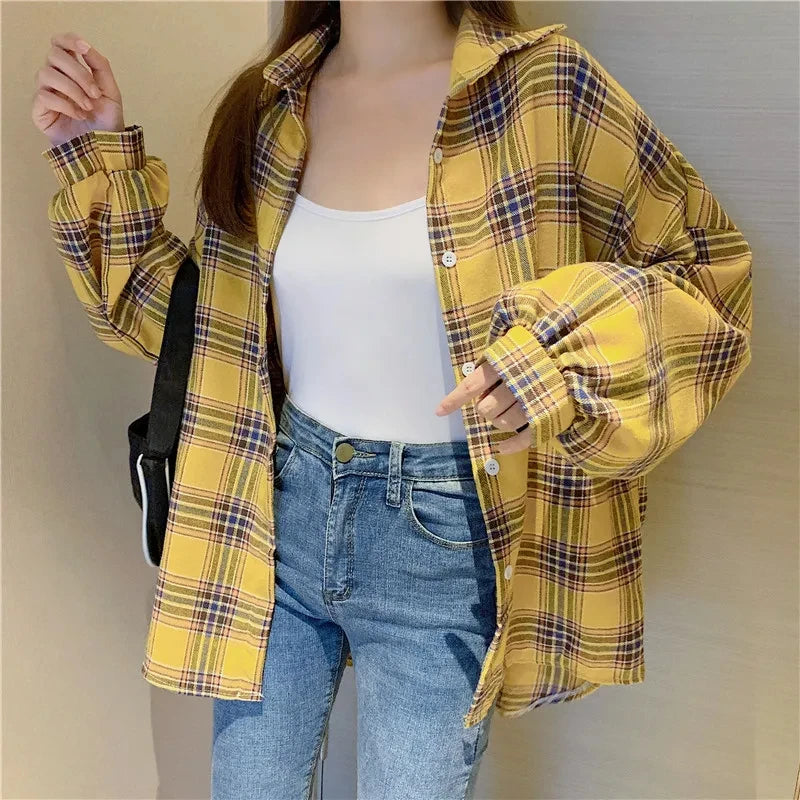 Plaid Shirt Women Autumn