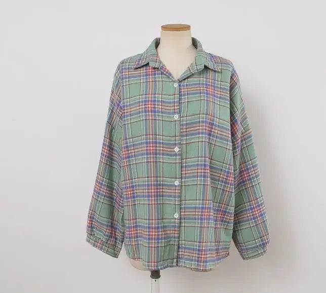 Plaid Shirt Women Autumn