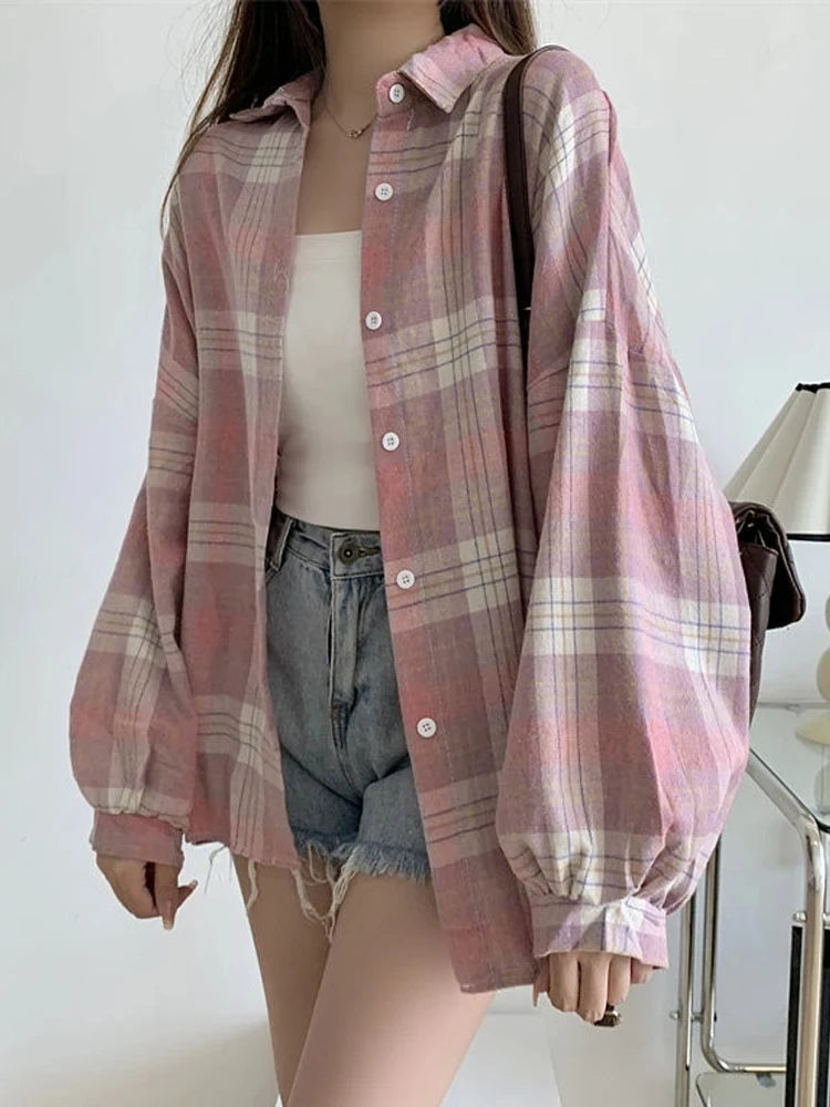 Plaid Shirt Women Autumn