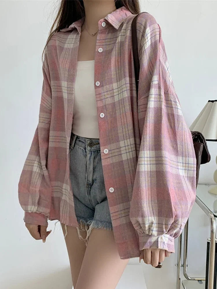 Plaid Shirt Women Autumn