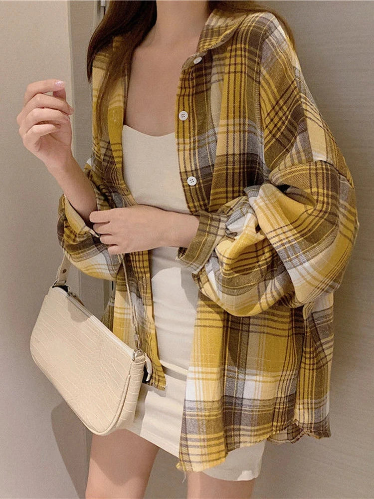 Plaid Shirt Women Autumn